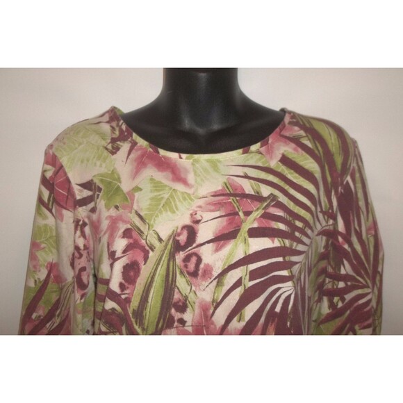 ADDITIONS BY Chico’s Sz 2 (M) Animal Print Cotton Blend 3/4 Sleeve Top - Picture 3 of 5